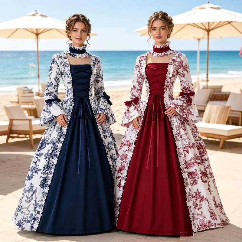 European and American Medieval Victorian Court Evening Dress Gothic Long Sleeve Big Horn Sleeve Stage dress European and American Medieval Victorian Court Evening Dress Gothic Long Sleeve Big Horn Sleeve Stage dress