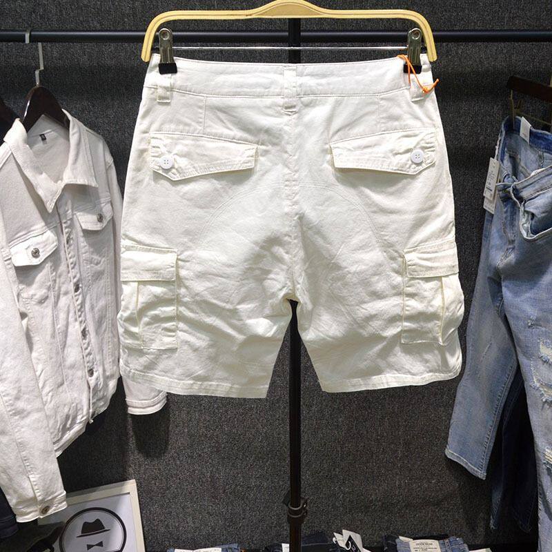 Summer Trendy Brand White Multi-Pocket Shorts Men's Workwear Casual Five-Point Pants Trendy Loose Versatile Straight-Leg Mid-Length Pants Summer Trendy Brand White Multi-Pocket Shorts Men's Workwear Casual Five-Point Pants Trendy Loose Versatile Straight-Leg Mid-Length Pants