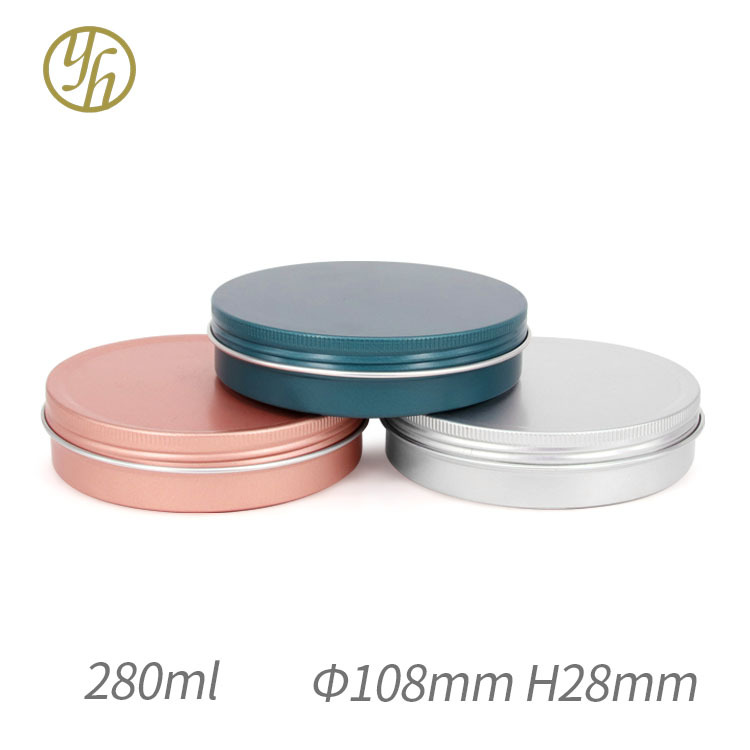 批发280g彩色108*28mm圆形铝盒 盖凹一圈化妆品发蜡膏体螺纹铝盒