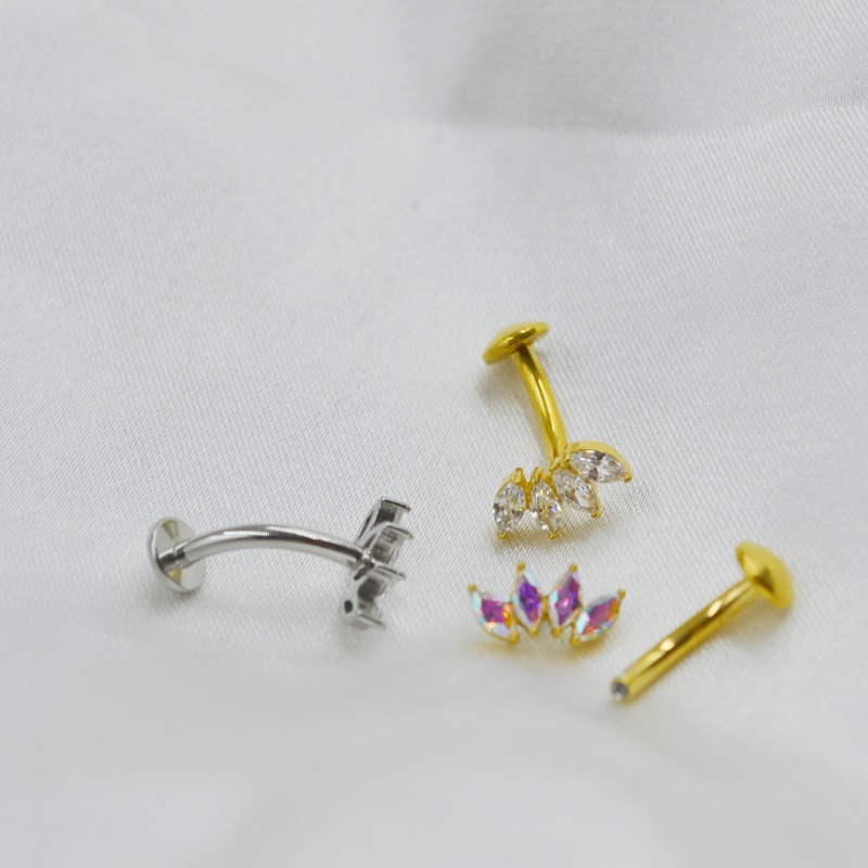 Zirconia Navel Piercing Ring Stainless Steel Belly Button Jewel_voghion.com