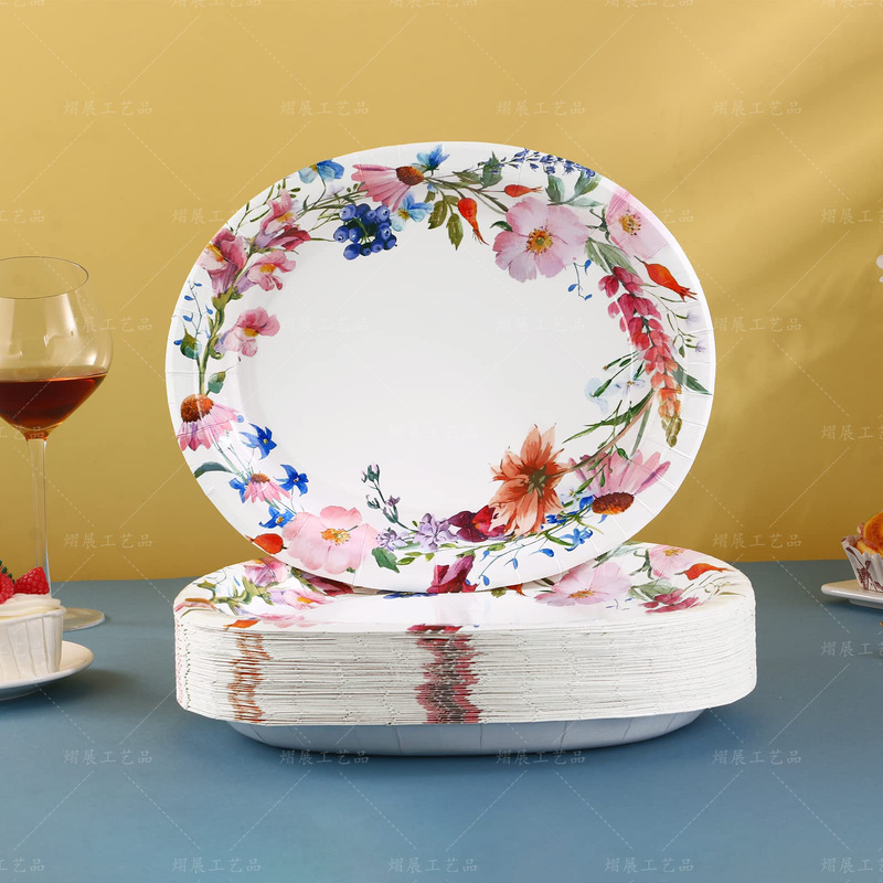 Customized Oval Disposable Special-Shaped Paper Plates with Customizable Patterns for Christmas, Thanksgiving and Easter