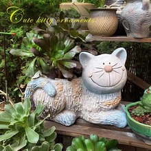 可爱小猫咪花盆容器日式创意工艺品户外花园庭院装饰摆件植物花盆