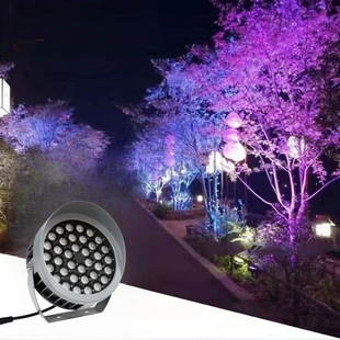 LED flood light outdoor waterproof projection light 36W round landscape tree light wall building community park spotlight