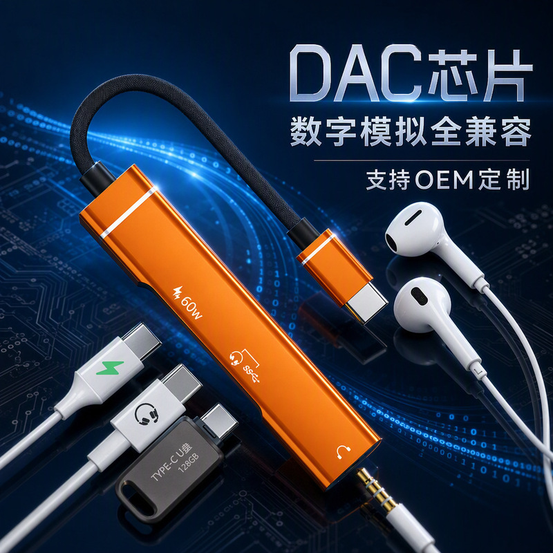 Dac Hd Audio 3.5 Adapter Is Suitable for Typec Mobile Phone Tablet Computer to Digital Analog Audio Adapter Dac Hd Audio 3.5 Adapter Is Suitable for Typec Mobile Phone Tablet Computer to Digital Analog Audio Adapter