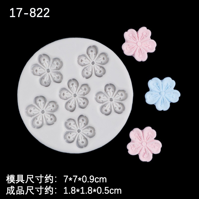 Flor de cerezo ciruela decoración fondant hornear pastel de chocolate molde de silicona epoxi yeso vela toque