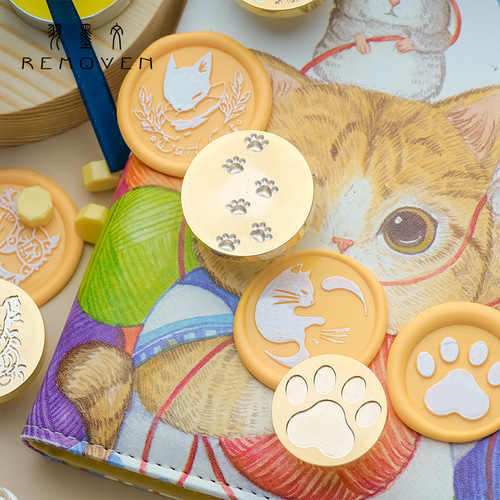 Fire wax seal original cat series student DIY handbook decoration fire wax seal envelope mouth invitation seal seal