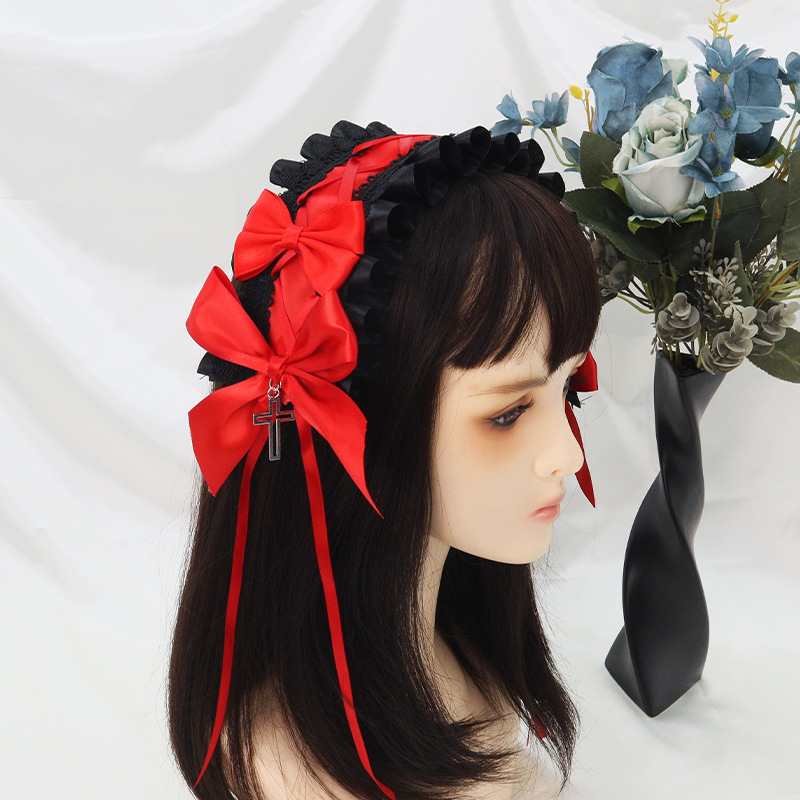 Adorable joyería para el cabello Lolita multicolor opcional cómic fiesta accesorios de moda arco tocado correa para el cabello