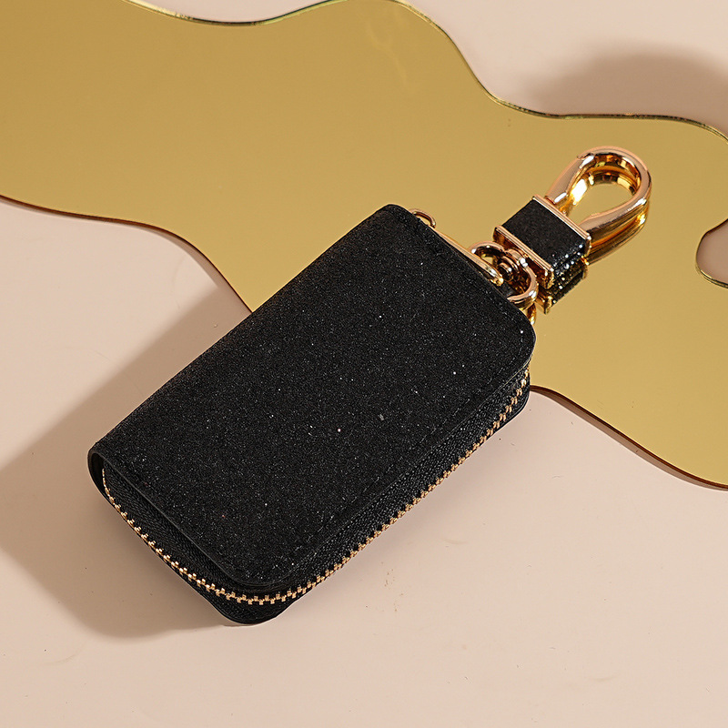 Transfronterizos sequinilla bolsas de llaves de automóviles unisex bolsas de almacenamiento de llaves de automóviles estrella brillante colgante de cuero llavero