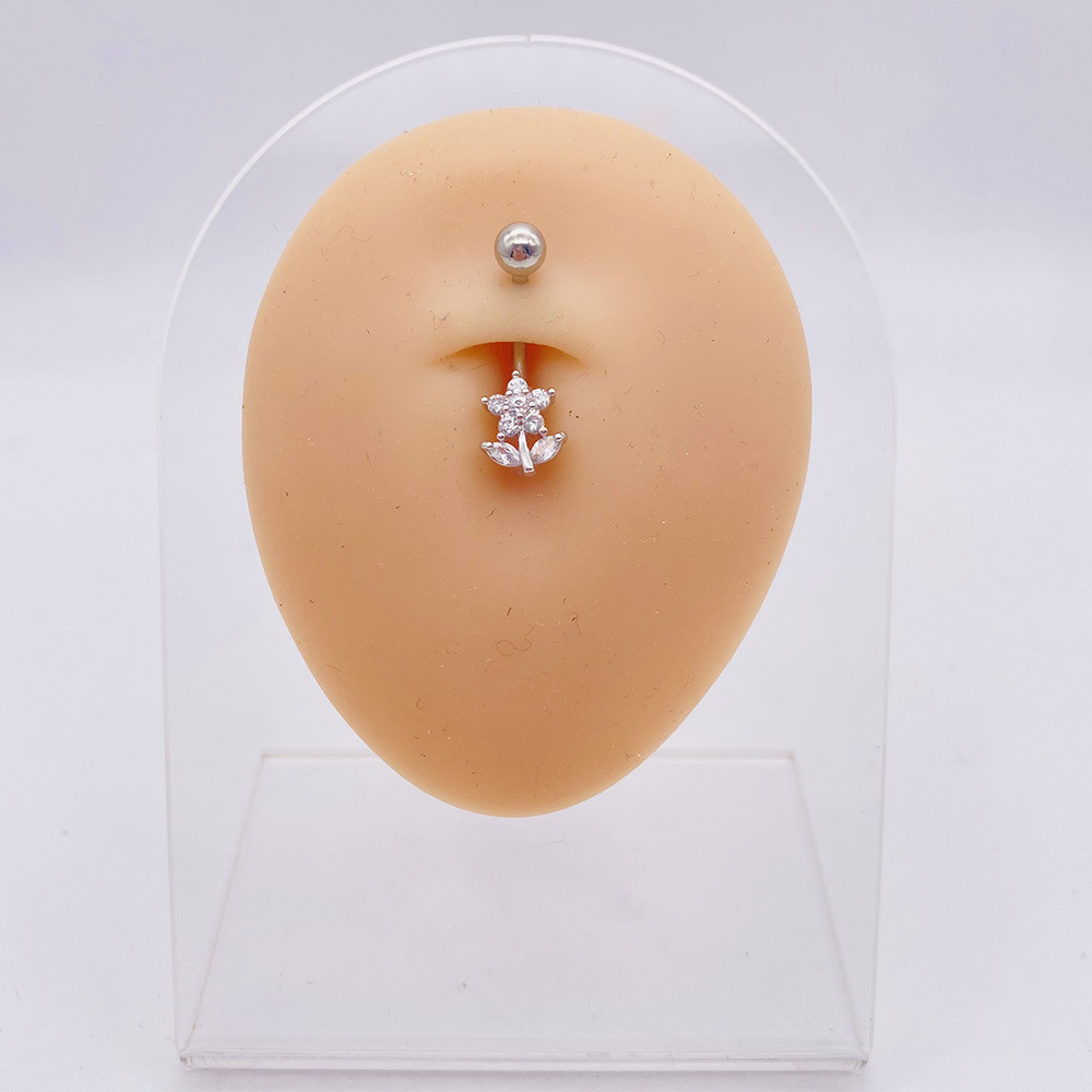 Butterfly And Heart Zircon Belly Button Ring Navel Piercing_voghion.com