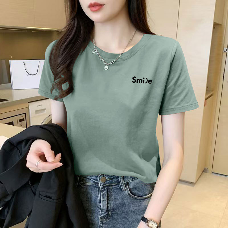 纯棉短袖T恤女新款夏季洋气百搭半袖宽松显瘦大码上衣女ins潮|undefined