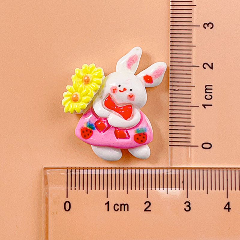 Nueva superficie brillante lindo conejo accesorios de resina DIY crema pegamento niños horquilla accesorios para el cabello hecho a mano primavera conejo al por mayor