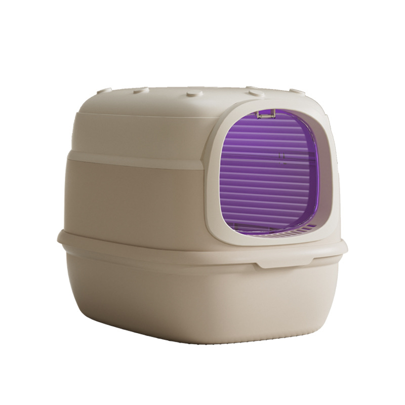 La caja de arena para gatos es un inodoro de gran tamaño completamente cerrado.