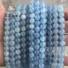 7a天然氷透透体海藍宝散珠円珠diy手作りネックレスブレスレットアクセサリー卸売り