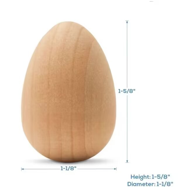 Venta caliente huevo de clavo de madera de Pascua sin pintar simulación de huevo de madera diy manualidades pintadas a mano graffiti de juguete para niños