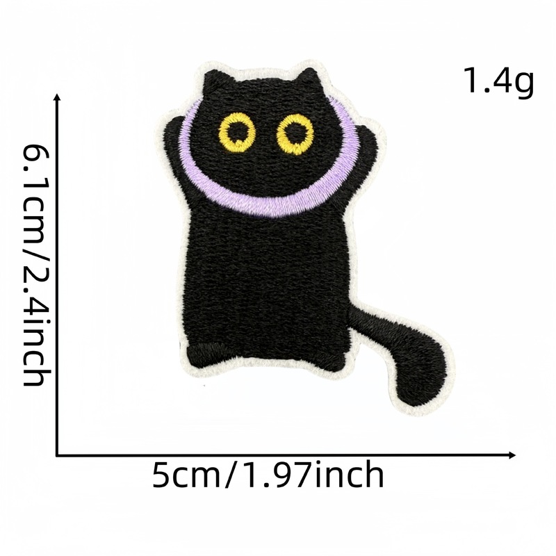 かわいい漫画の動物布ステッカー刺繍新しい黒猫刺繍パッチアクセサリー既製服アクセサリーアイロンパッチ|undefined
