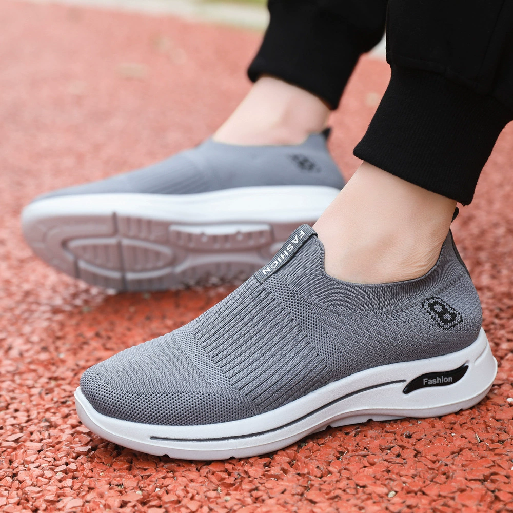 Весенний новый модный простой летающий сотканный мужская обувь трансграничная оптовая толстая подошва легкая дышащая повседневная обувь пап