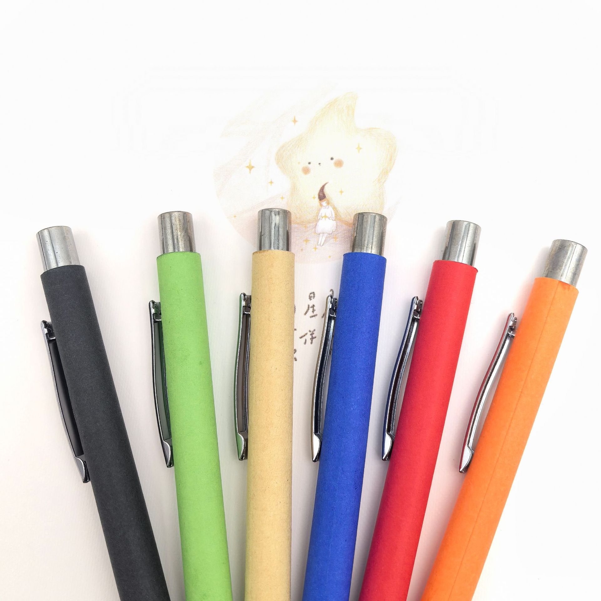 Pluma de bola de tubo de papel creativo pulsación de color ecológico imitación de plástico de plástico de plástico publicitario promoción de color personalizado