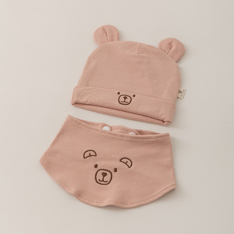 0-3 Mes recién nacido sombrero toallas de saliva set primavera y otoño algodón puro bebé recién nacido sombrero de bebé protector de la puerta