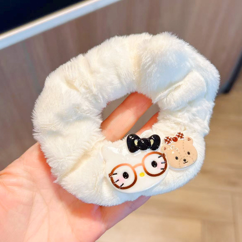 Korean Version Cute Cartoon Kitten Plush Hair Tie Cute Girl Soft Adorable Kitten Plush Face Wash Headband Scrunchie