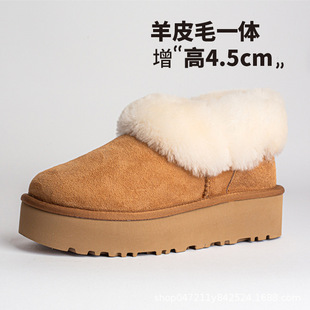 2025 Winter Women's Comfortable Furry Terry Thick-Soled Festive Snow Boots Fur Integrated Winter Fleece-Lined Cotton Shoes