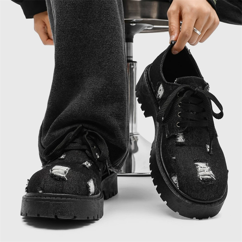 Martin сапоги мужские весенние летние мужские толстые подошвы джинсовое дерби туфли с дырами ретро короткие сапоги