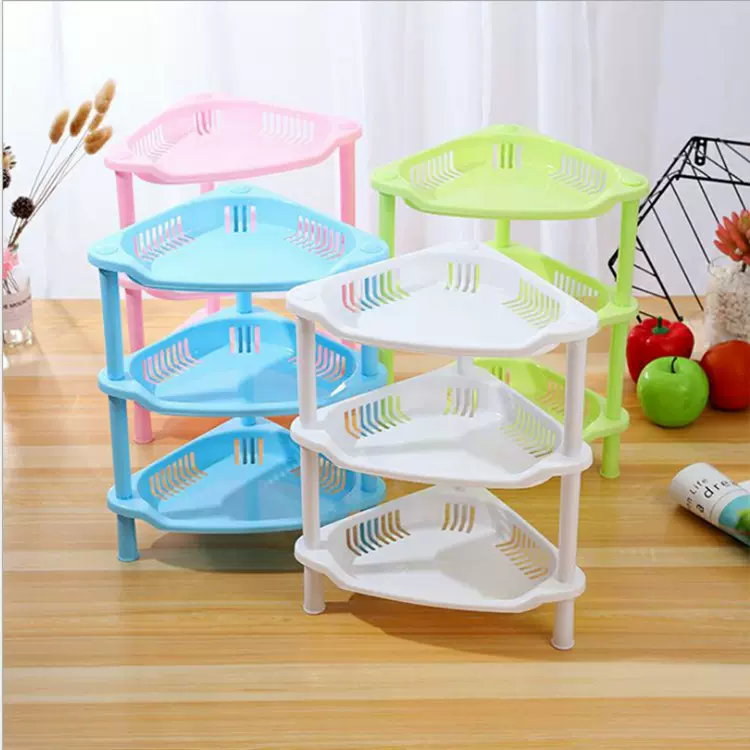 多功能厨房置物架角架落地多层架浴室台面化妆品收纳架塑料储物架