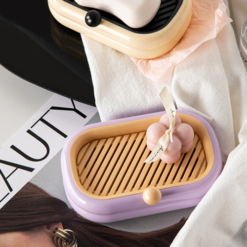 Wholesale ABS light luxury soap box plastic hole-free wall-mounted double-layer draining household bathroom sink soap holder