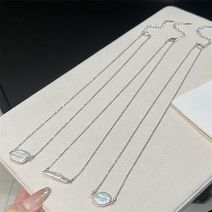 Zhizhen freshwater baroque shaped pearl clavicle chain button square bar small silver bar optional 14k gold necklace