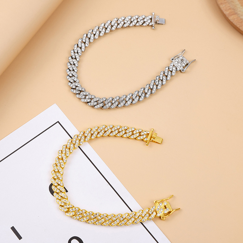 9mm Single Row Diamond Hip Hop Cuban Necklace for Men with Design Sense 2022 New INS Style Versatile Bracelet_voghion.com