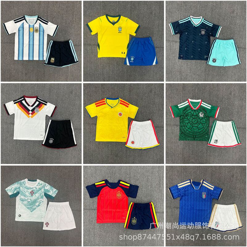 New 2627 World Cup National Team Club Brazil Spain Argentina Children's Soccer Uniforms Wholesale