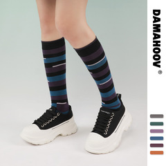Damahoovオリジナル新品春秋冬jkストライプins濃い色のふくらはぎソックス個性的なベースタイプの女性の靴下のストッキング