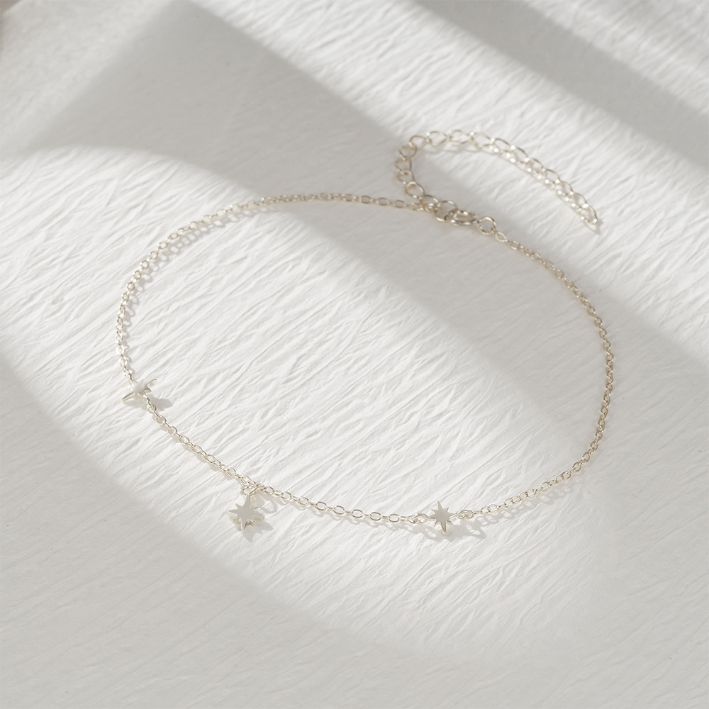 4g Weight Anklet Classification 1 Piece Quantity Holiday, Daily Occasion 925 Sterling Silver Material Star Pattern Women's Gender Casual, Simple Style Style Wholesale Jewelry Casual Simple Style Star 925 Sterling Silver Anklet 5