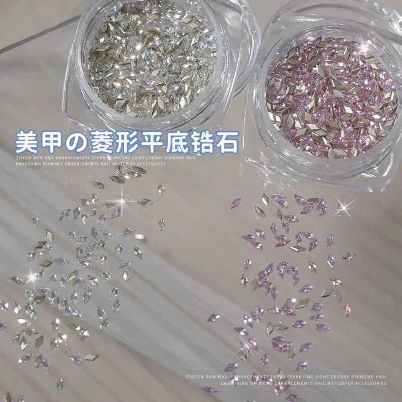 Exploding Mini Rhombus Flat-Bottomed Zircon Nail Art Accessories 2024 New Wearable Nail Accessories Nail Snowflake Diamonds