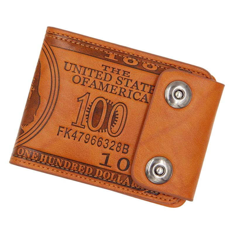 Cross-Border moda nueva PU cuero hombres corto billetera casual dólar patrón doble hebilla monedero de los hombres