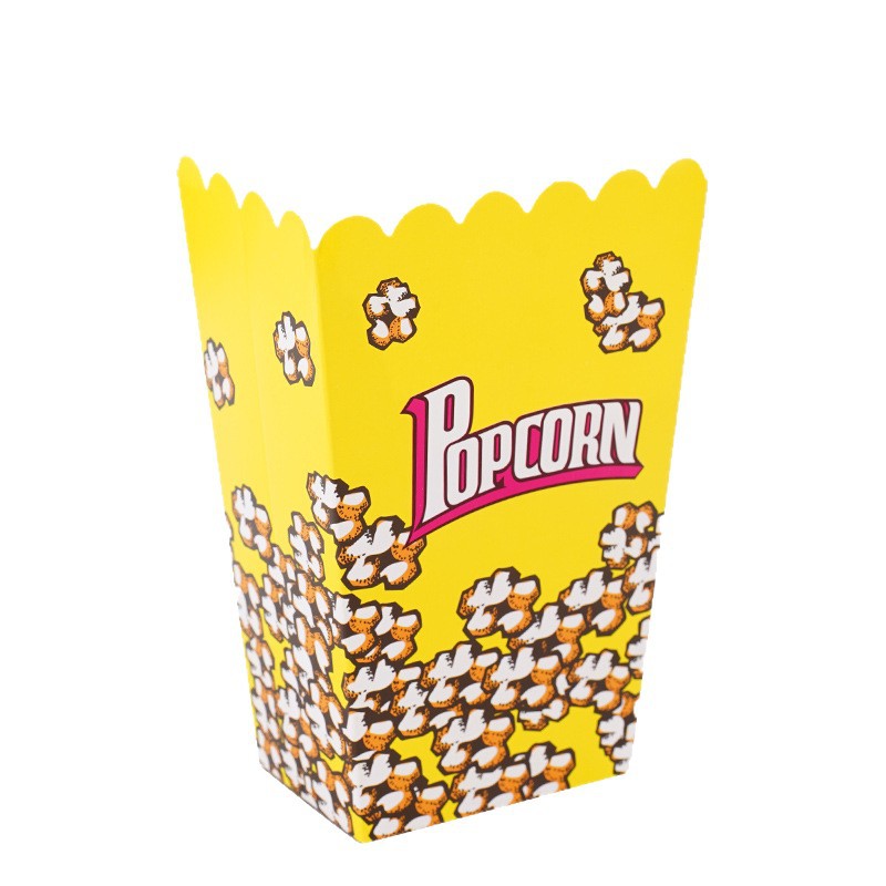 En stock desechable caja de palomitas de maíz plegable dorado a rayas caja de cartón blanco pollo ARROZ FLOR snack tubo de papel al por mayor