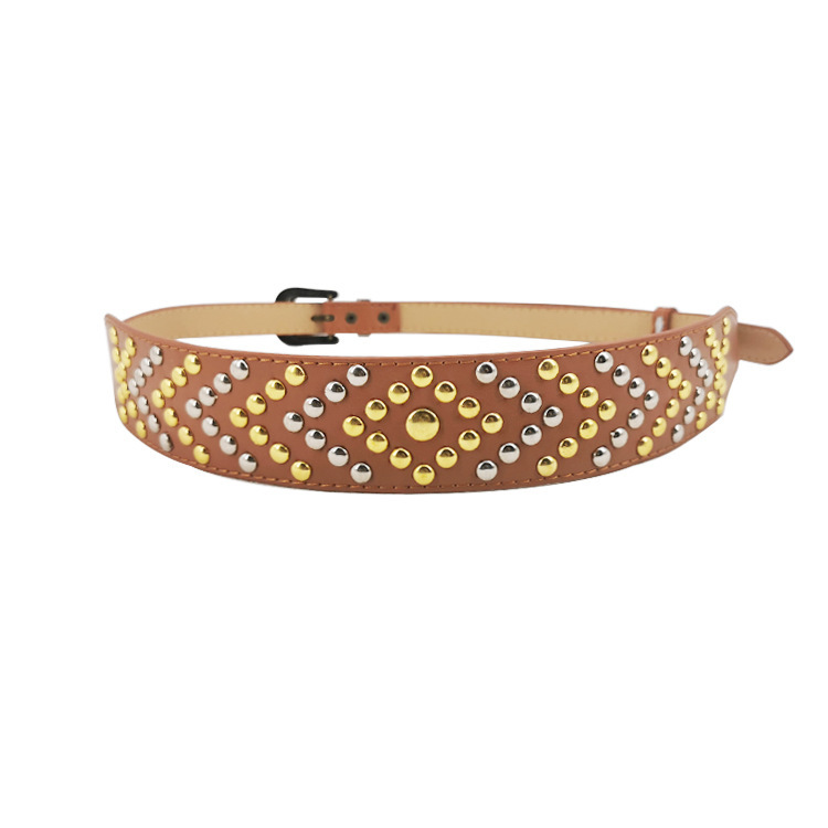 American-Style Personality Belt for Women, Suitable for Dresses, Coats, Waist-Cinching, Decorative Sweater, Suit, Rivet Belt, Wide Version, Thick Style