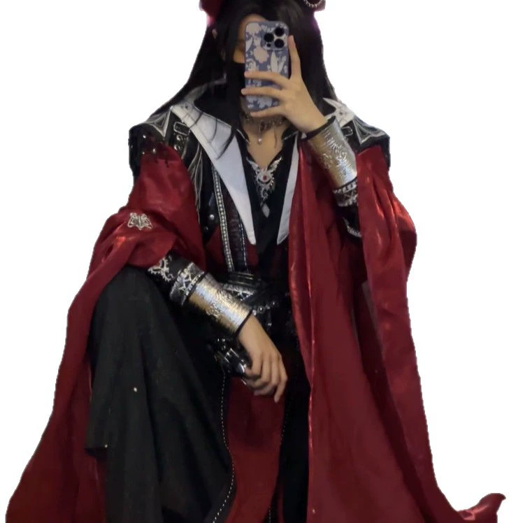 Косплей‑костюм Blessing Huacheng «Blood Rain Thousand Faces», красный велюровый халат с аксессуарами