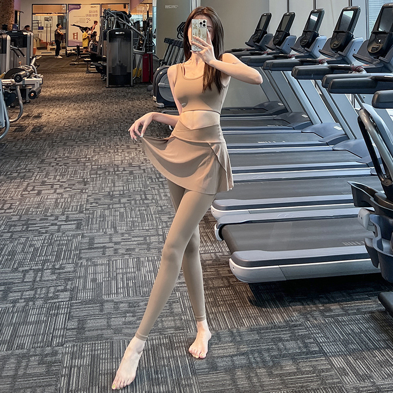 女性用ハイウエストタイトヨガパンツ、偽ツーピースお尻カーテン、速乾性、通気性、アウトドアランニングトレーニングスポーツフィットネスパンツ|undefined