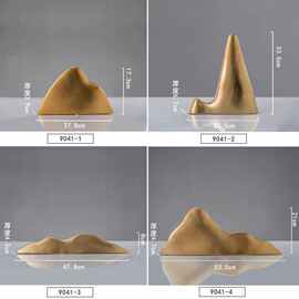代简约轻奢家居样板房客厅陶瓷金山摆件软装饰品仿金属假山垒德株
