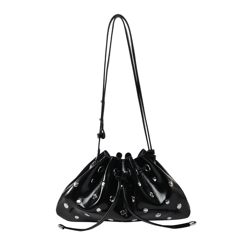 Bolso de cubo de textura transfronteriza 2025 verano nuevo bolso femenino moda gypsophila bolso de hombro remache personalizado bolso de mensajero