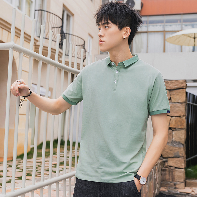 polo Short sleeved clothes summer new pattern Lapel Primer man Color white T-shirt half sleeve clothing T-Shirt