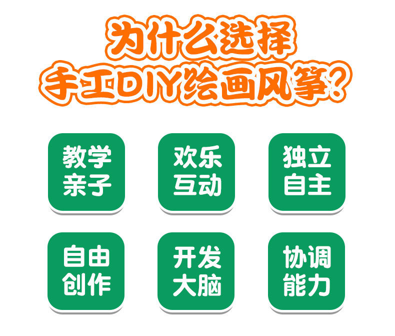 手绘diy材料包风筝教育空白美术小风筝手工儿童微风易飞卡通2023详情8