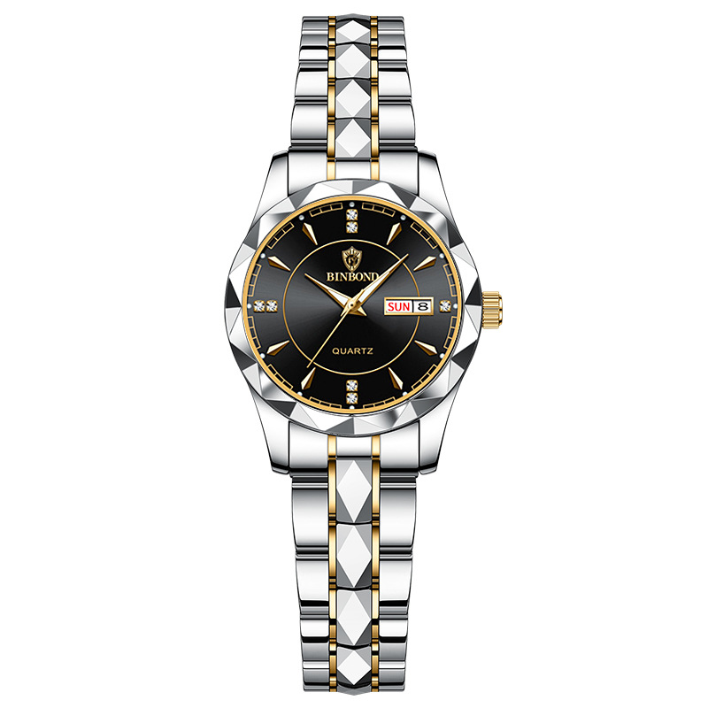 여성용-나비 버클-골드-블랙 페이스-골드 네일