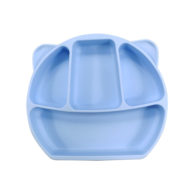 Placa de silicona para niños Panda vajilla de silicona para niños Placa de suplemento de alimentos para bebés cubierta de cuatro platos separados para niños