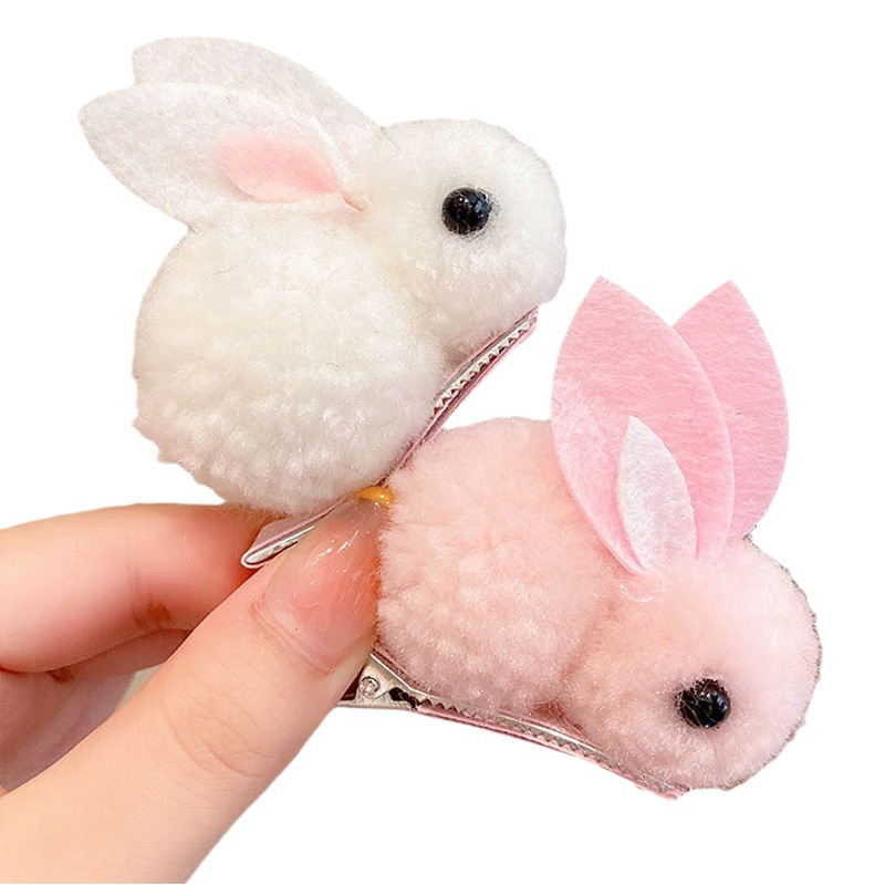 Horquilla para niños Niñas lindo conejo tridimensional súper lindo horquilla de felpa las niñas no lastiman el cabello Otoño e Invierno flequillos clip accesorios para el cabello