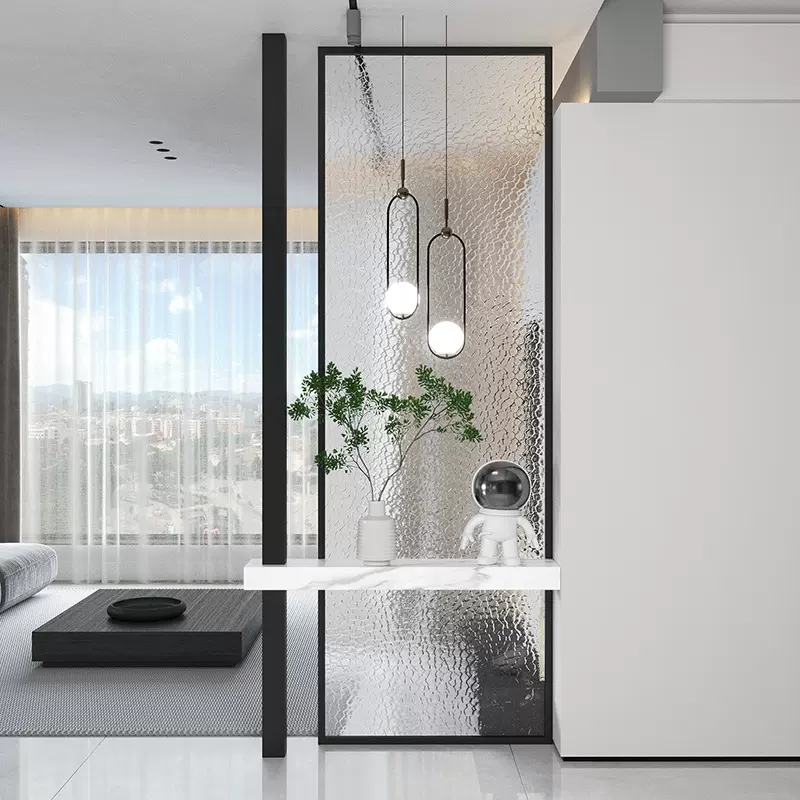 潮州水纹玻璃屏风隔断简约现代客厅遮挡入户进门玄关洗手台隔断墙