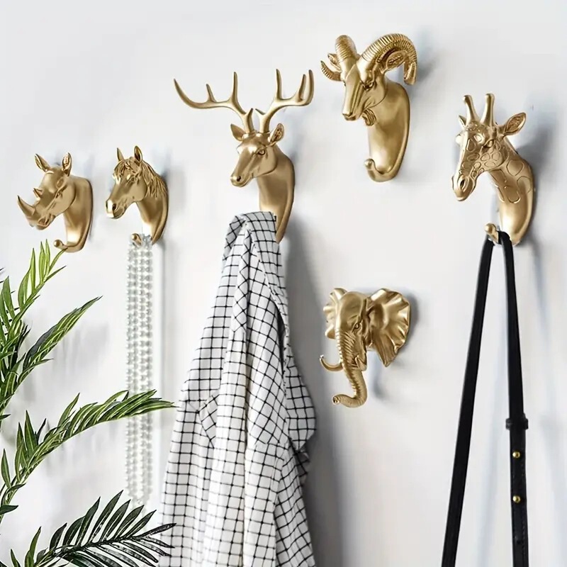 European-Style Decorative Home Wall Super Adhesive Door-Back Punch-Free Multifunctional Deer Head Coat Hook