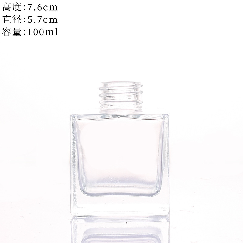 正方形の無火アロマボトル装飾品透明ディフューザーガラスボトル屋内部屋籐の香りの空のボトル|undefined