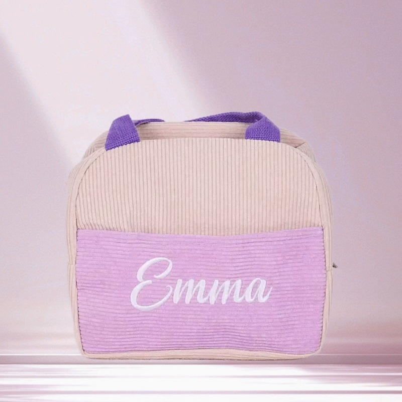 etsy personalized corduroy corduroy insulation bag color matching portable lunch bag lunch box bag children lunch bag