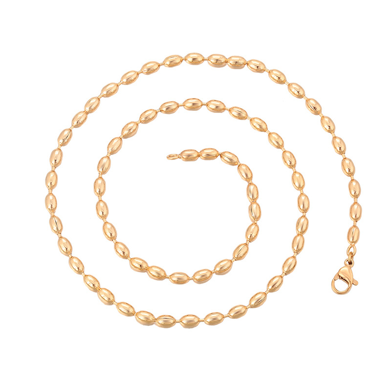 Xuping aleación de cobre chapado 18k cadena de pigmento simple cadena de arroz retro Europa y América collares transfronterizos al por mayor mujeres